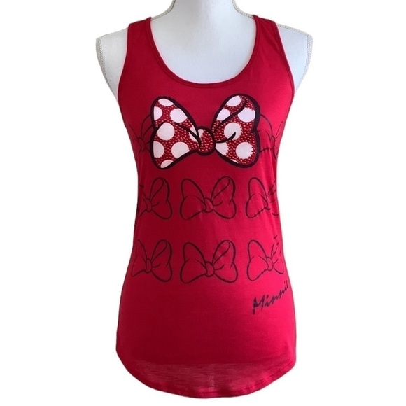 DISNEY PARKS MINNIE MOUSE sequined racer-back tank top, Size small - Picture 1 of 9